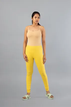 Women Light Lime Cotton Churidar Leggings