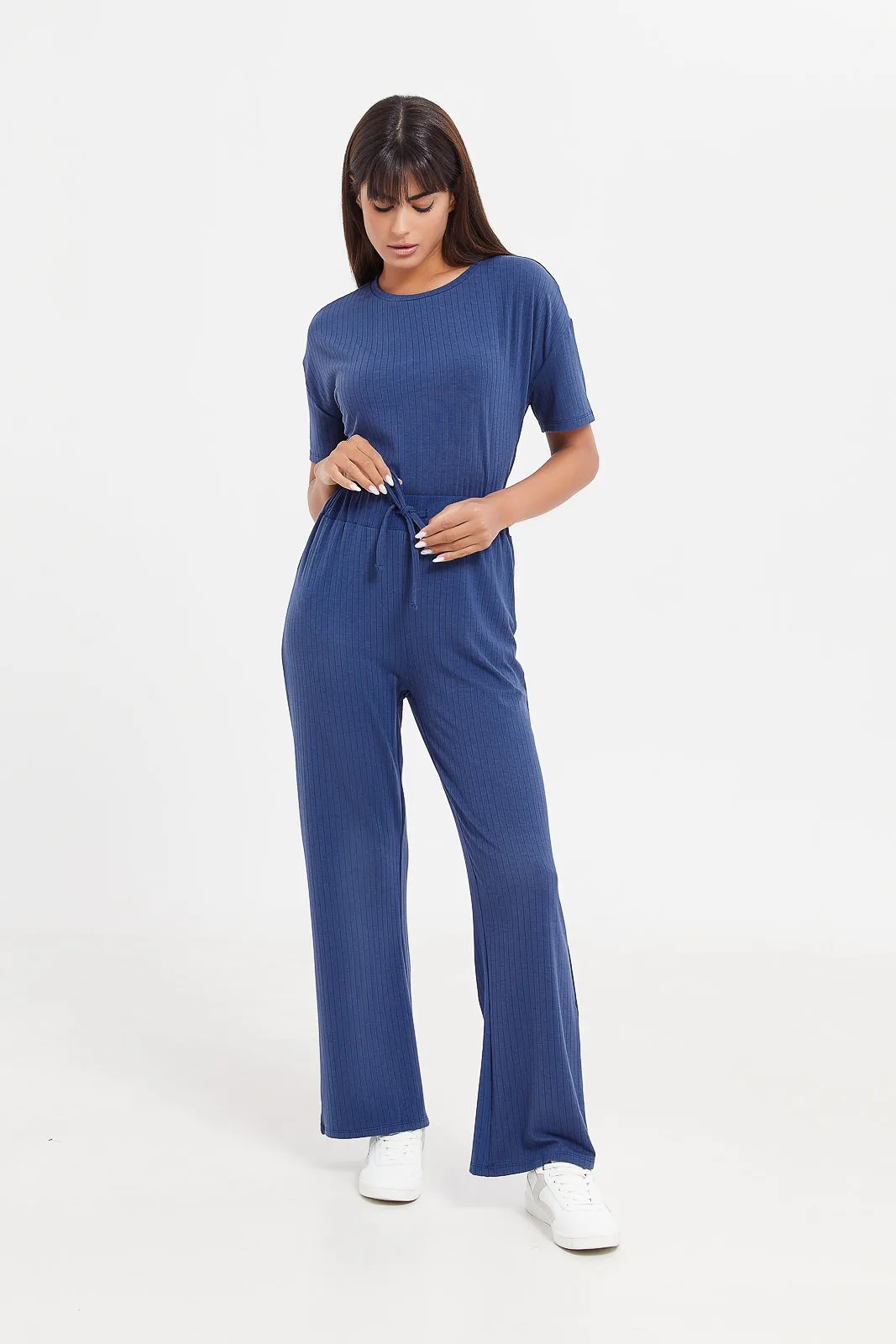 Women Navy Straight Leg Active Pant