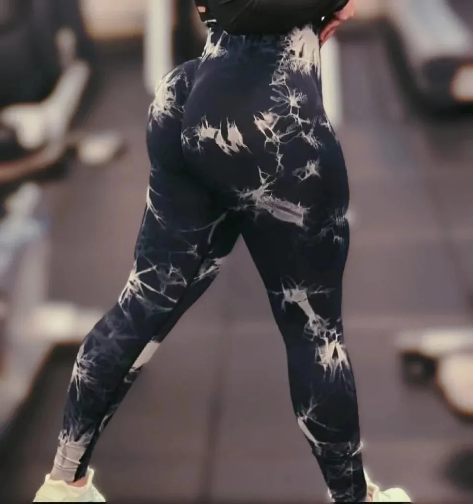 Women Tiedye Gym Leggings Seamless High Waist Workout Tights