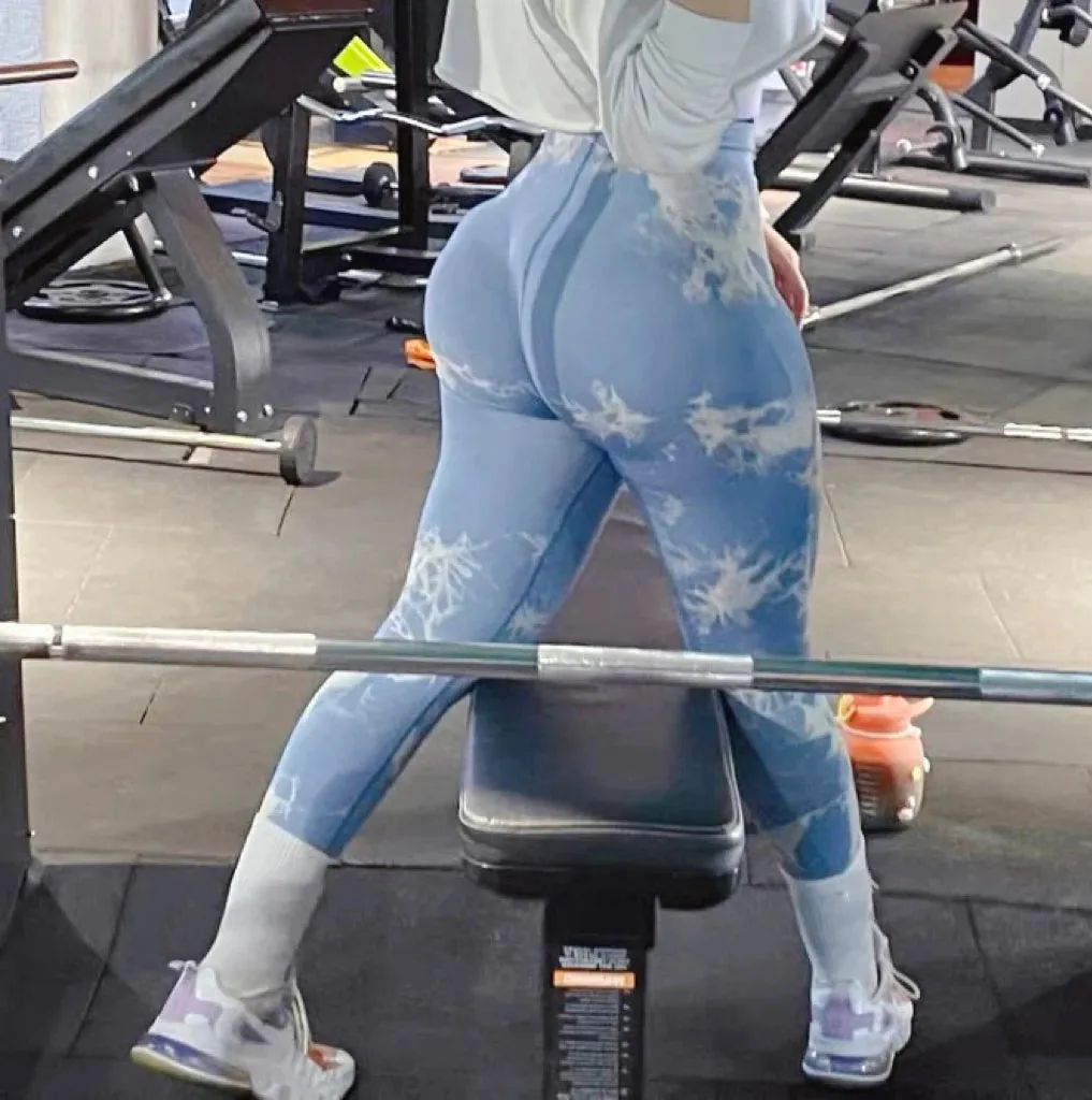 Women Tiedye Gym Leggings Seamless High Waist Workout Tights