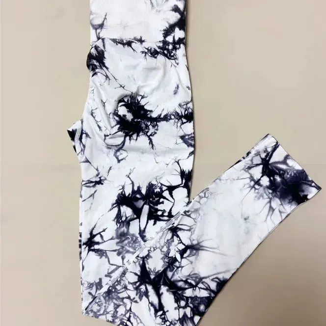 Women Tiedye Gym Leggings Seamless High Waist Workout Tights