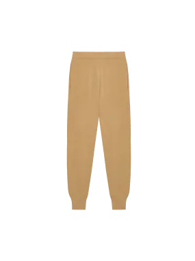 Womens Regenerative Merino Wool Track Pants—camel