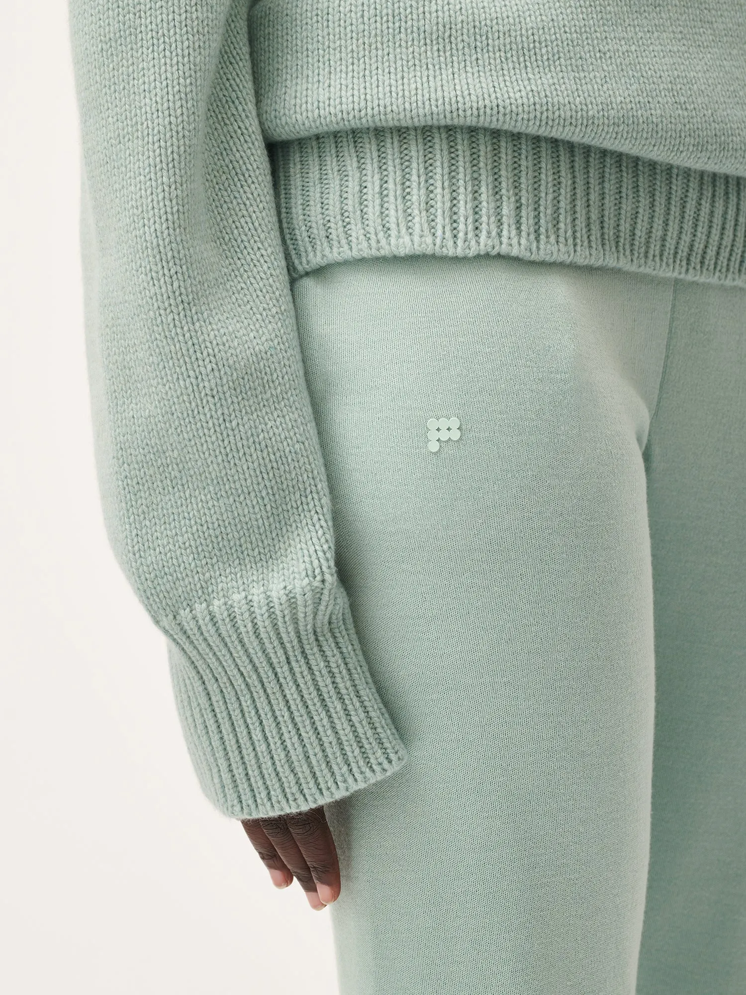 Womens Regenerative Merino Wool Track Pants—eucalyptus blue