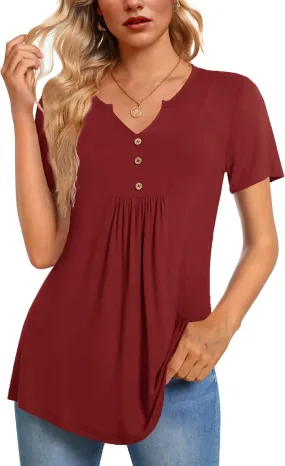 Zeagoo Tunic Tops V Neck Loose Fit Short Sleeve Shirt (DE Only)